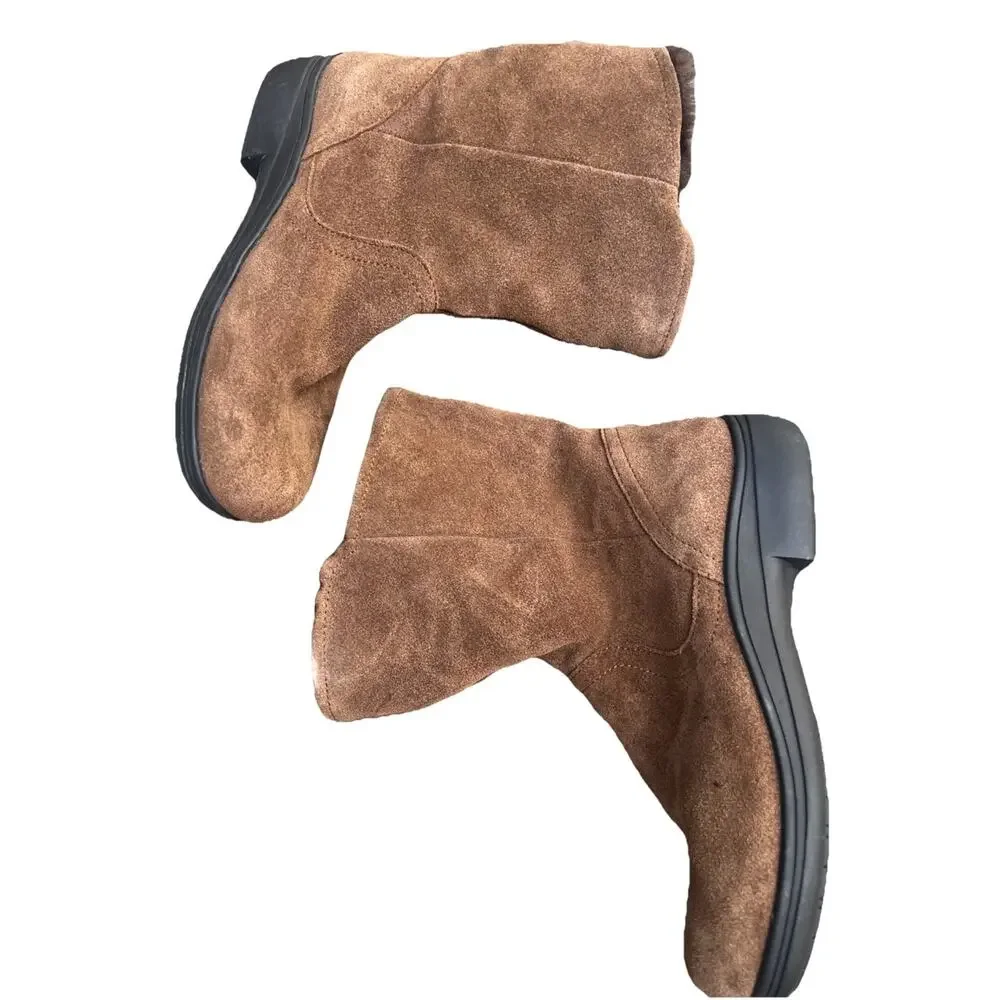 Alegria Nanook Boots Brown Leather Faux Fur Lined Suede Women's Button 37